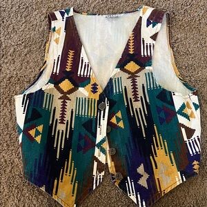 Vtg Geometric Patterned Women's Vest